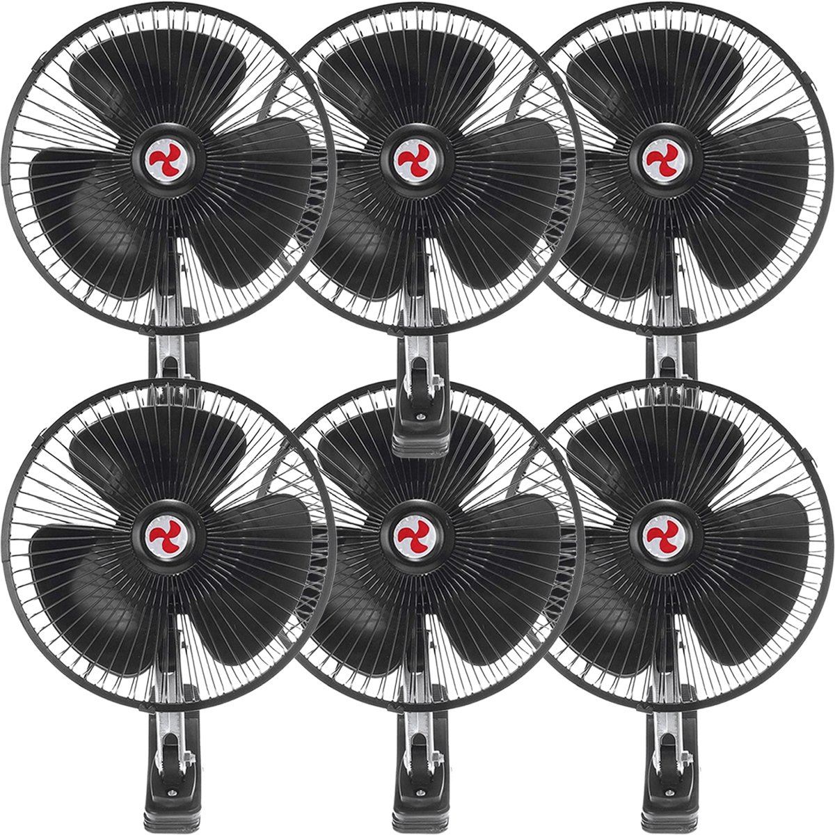 Kit 6 Mini Ventilador Veicular Carro Ônibus Caminhão De 20cm