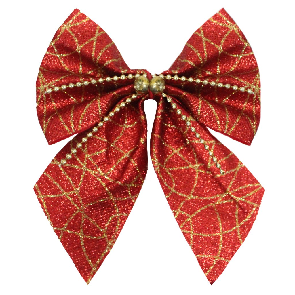 Kit 6 Peças Enfeite Árvore Natal Laço Lacinho Vermelho Brilhante 15,5cm