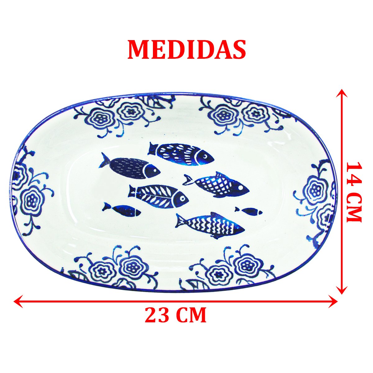 Kit 6 Petisqueiras Travessa Bowl Grande Peixe Oceano 400ml