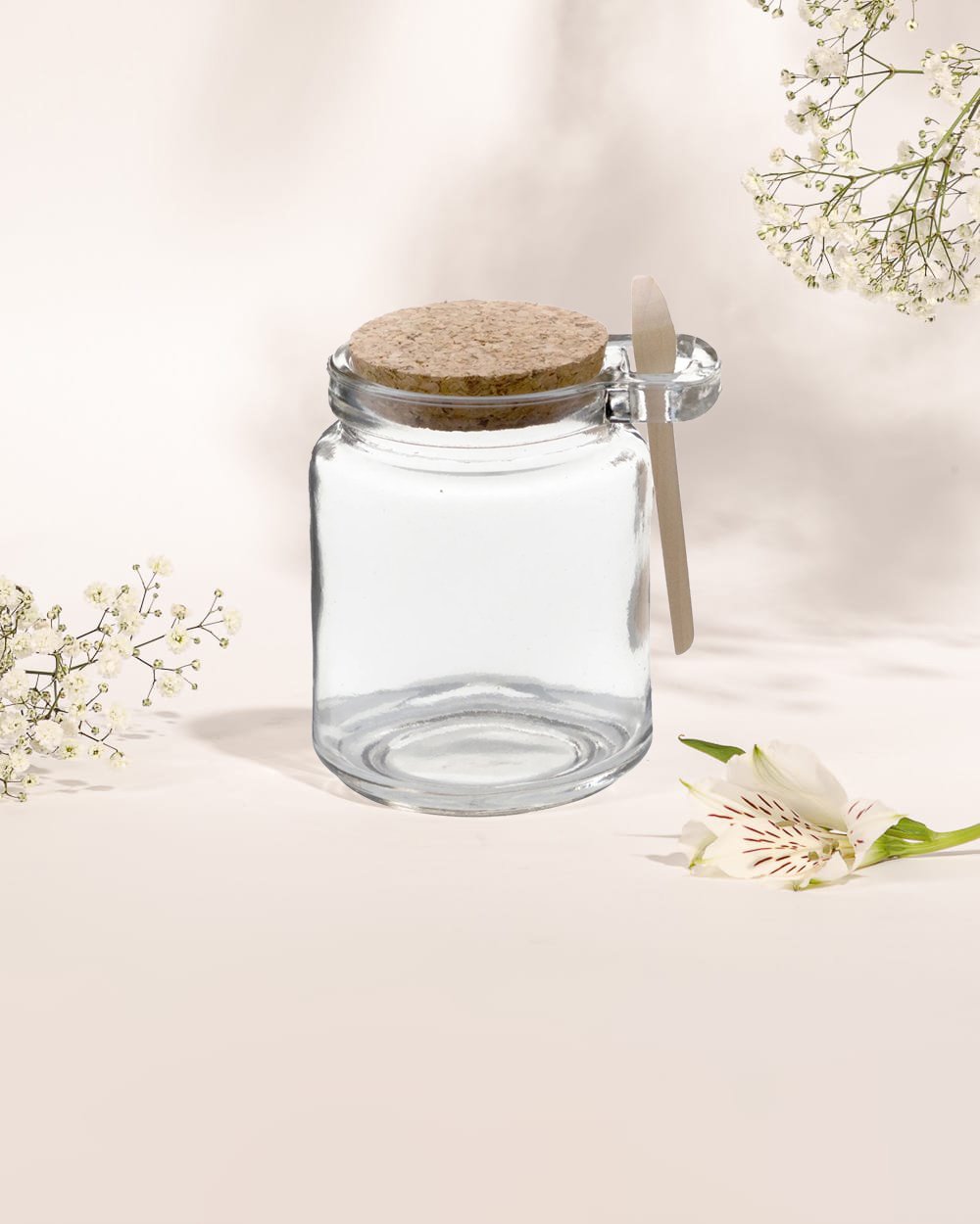 Kit 6 Pote Vidro Borossilicato Colher De Madeira Rolha 240ml