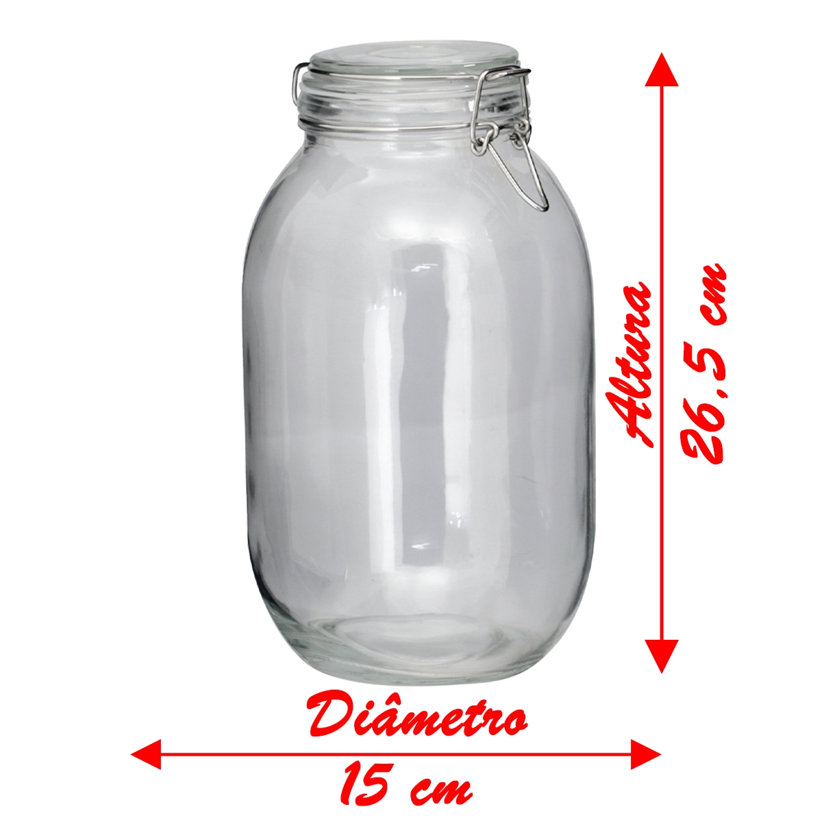 Kit 6 Potes De Vidro Hermético Tampa Vedação Conserva 3,1L