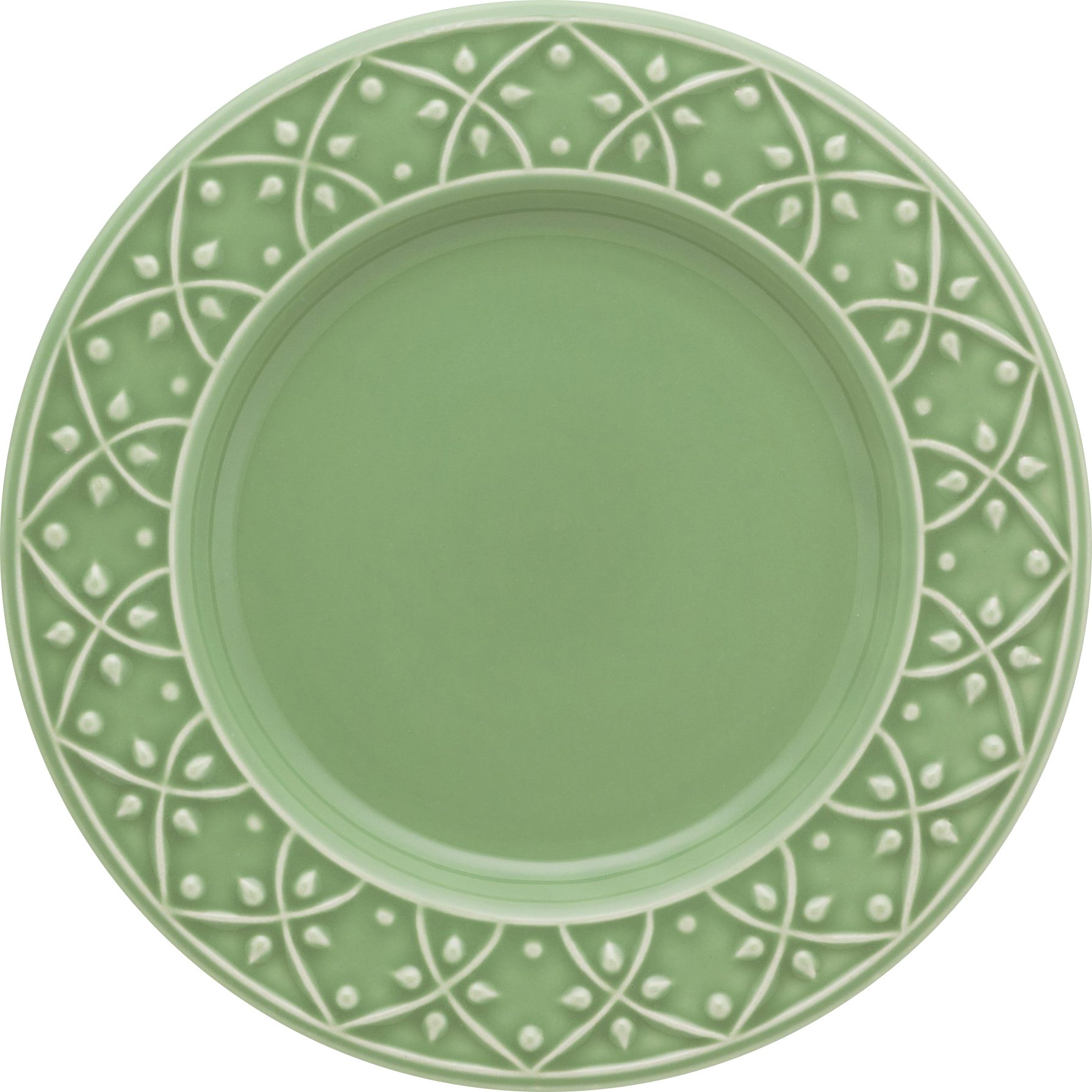 Kit 6 Pratos De Sobremesa Mendi Sálvia Oxford® Cerâmica 20cm
