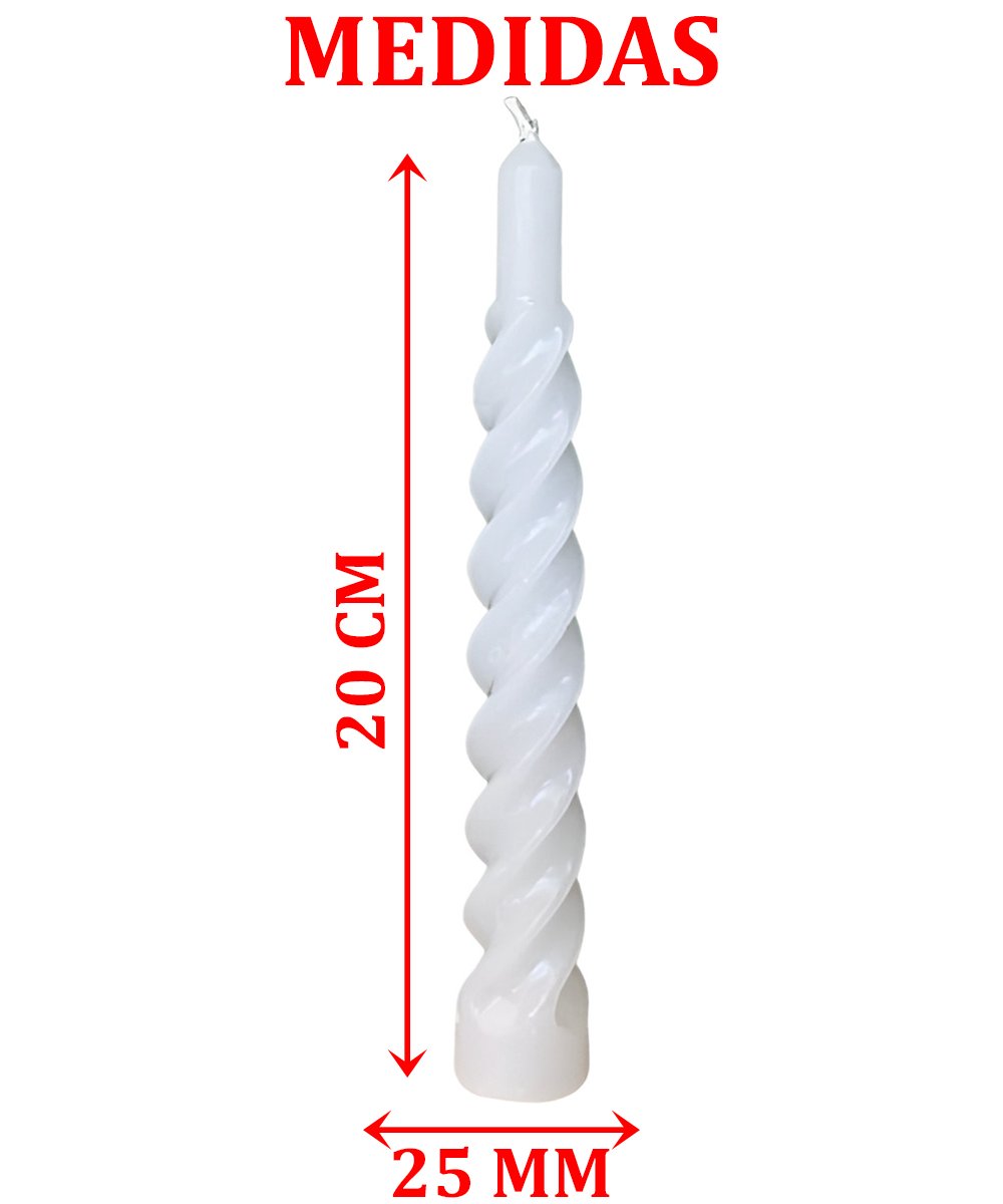 Kit 6 Vela Espiral Natalina Decoração Branco Torcida De 20cm