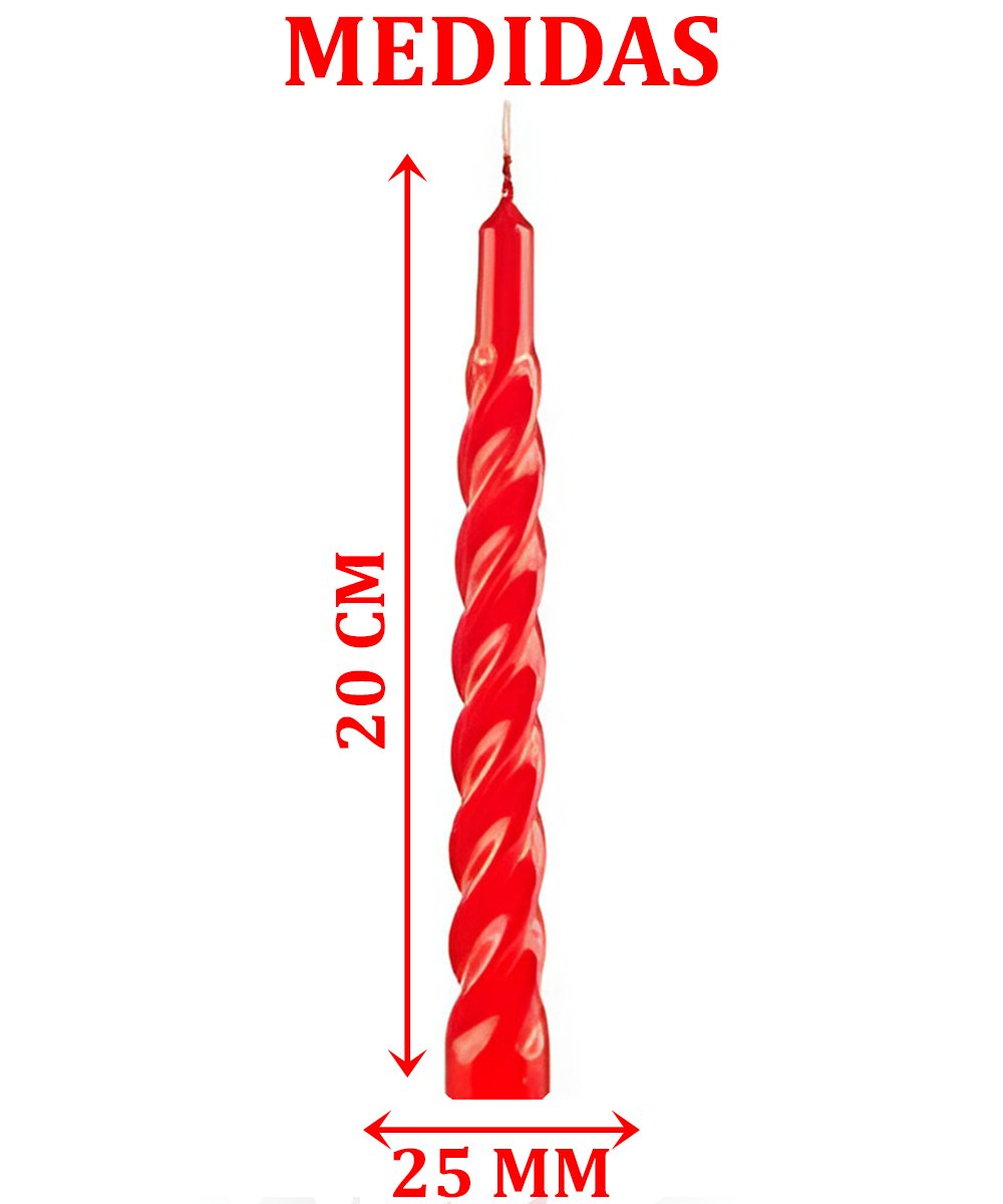Kit 6 Vela Espiral Natalina Decoração Vermelha Torcida 20cm