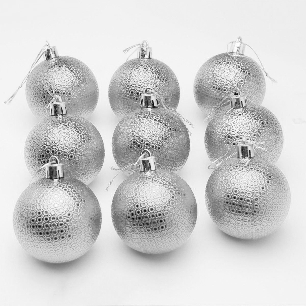 Kit 60 Bolas Enfeite Natalino Árvore Natal 60mm Prata