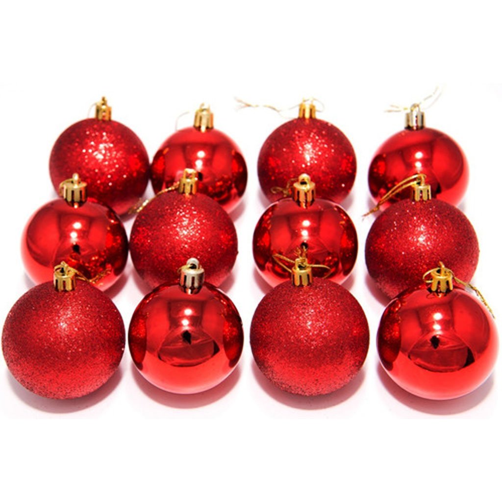Kit 60 Bolas Vermelhas Enfeite Natalino Árvore Natal 40mm
