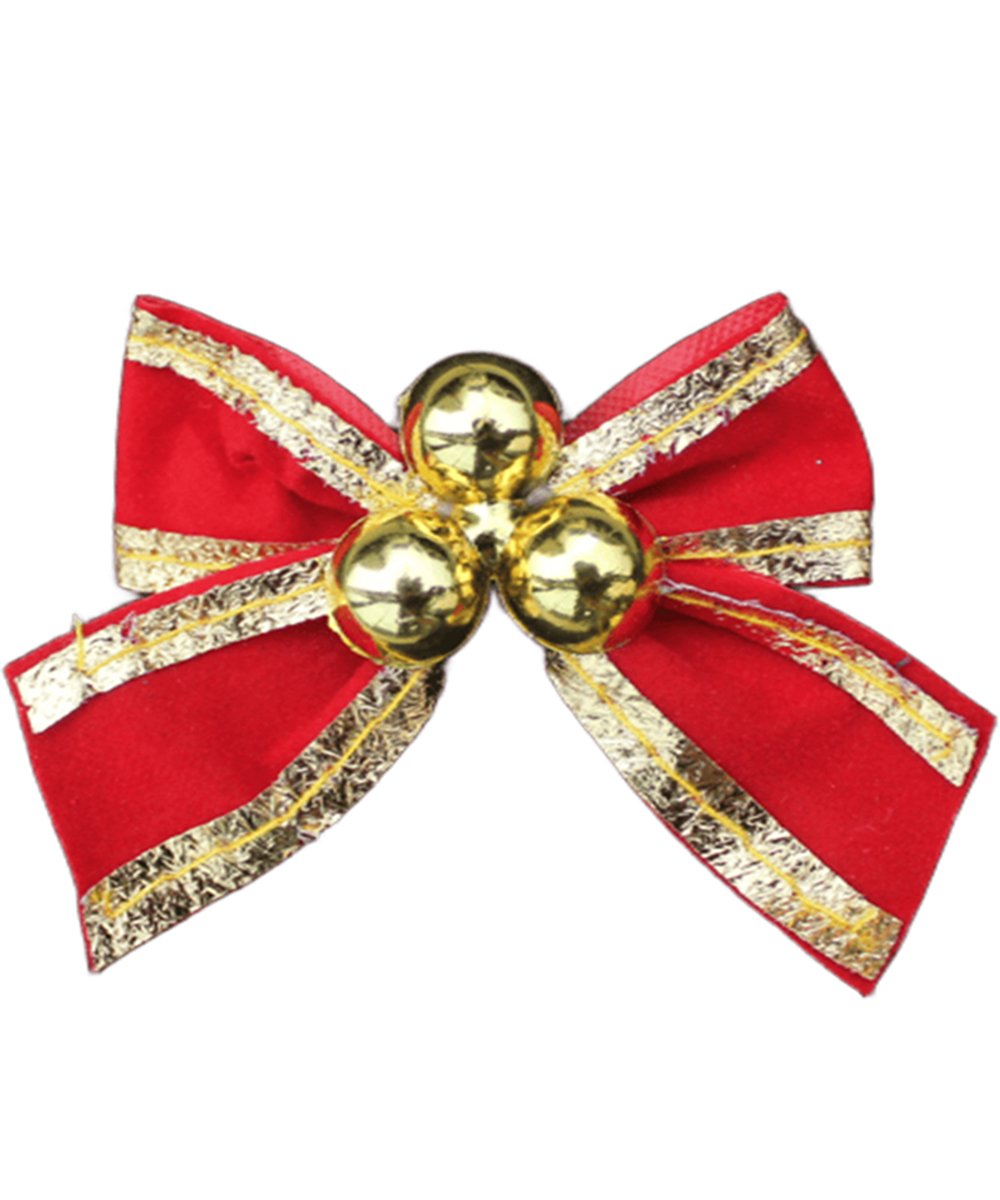 Kit 64 Laços Com Bolinhas Enfeite Natalino Dourado Brilhante