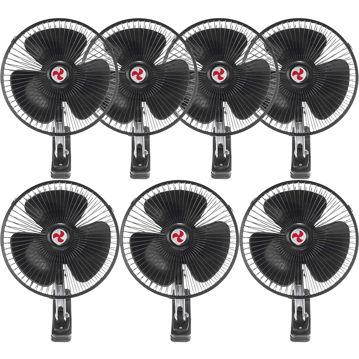 Kit 7 Mini Ventilador Veicular Carro Ônibus Caminhão De 20cm