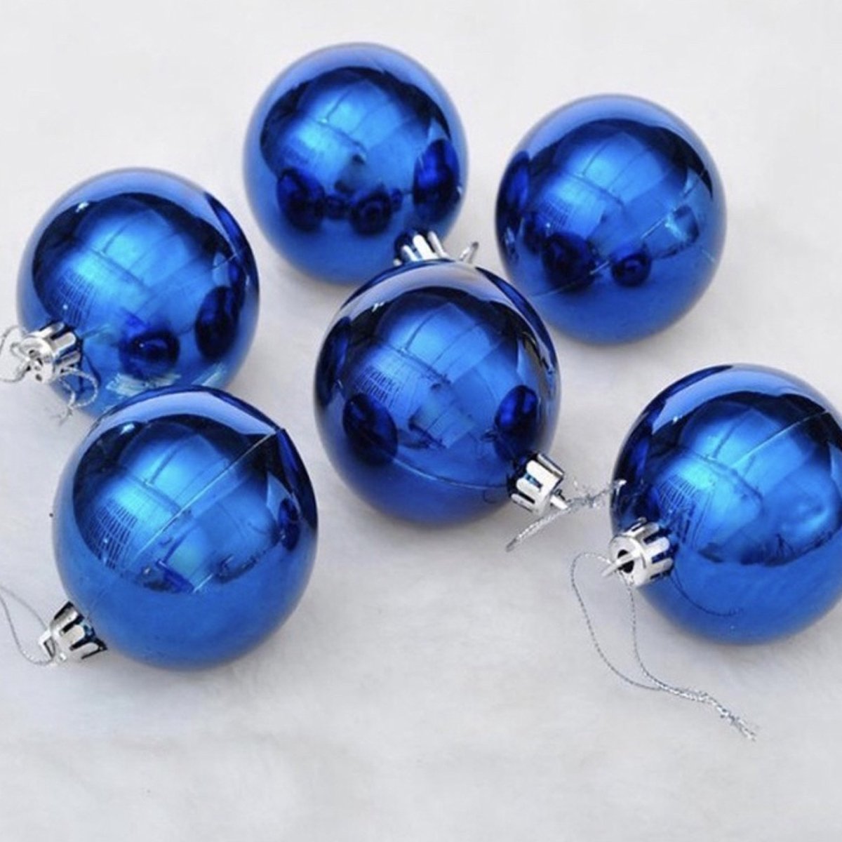 Kit 8 Bolas Azul Lisa Decoração Natalino Árvore Natal 60mm