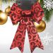 Kit 8 Laço Vermelho Em Camurça Brilhante Enfeite Natal 32cm