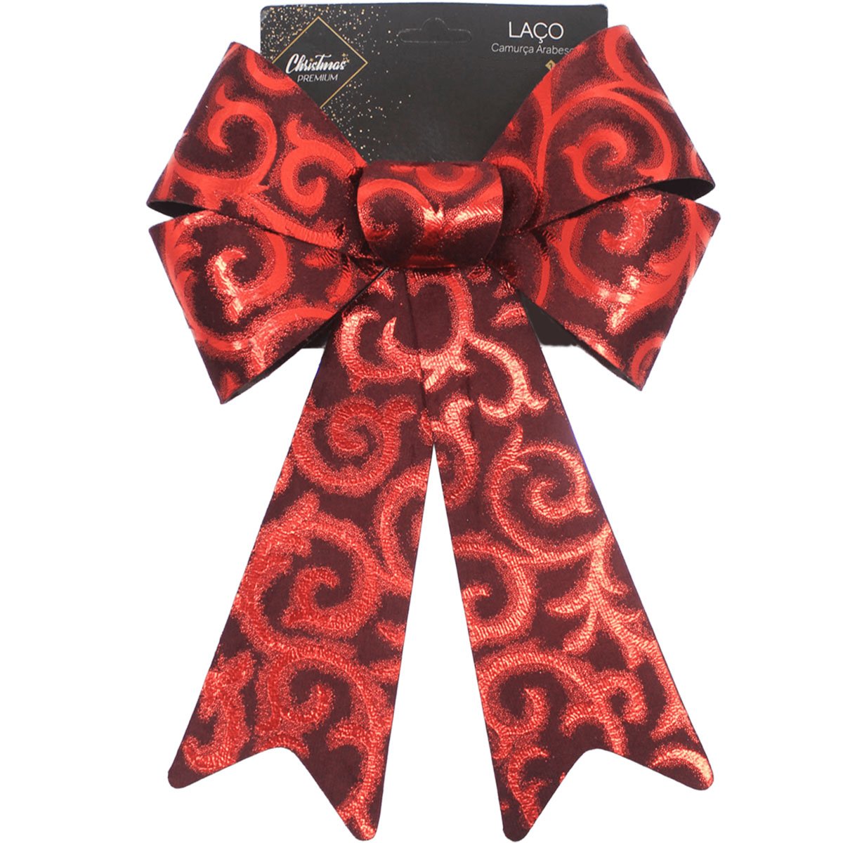 Kit 8 Laço Vermelho Em Camurça Brilhante Enfeite Natal 32cm