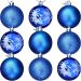 Kit 9 Bolas De Natal Árvore Natal Glitter Azul Enfeite 60mm
