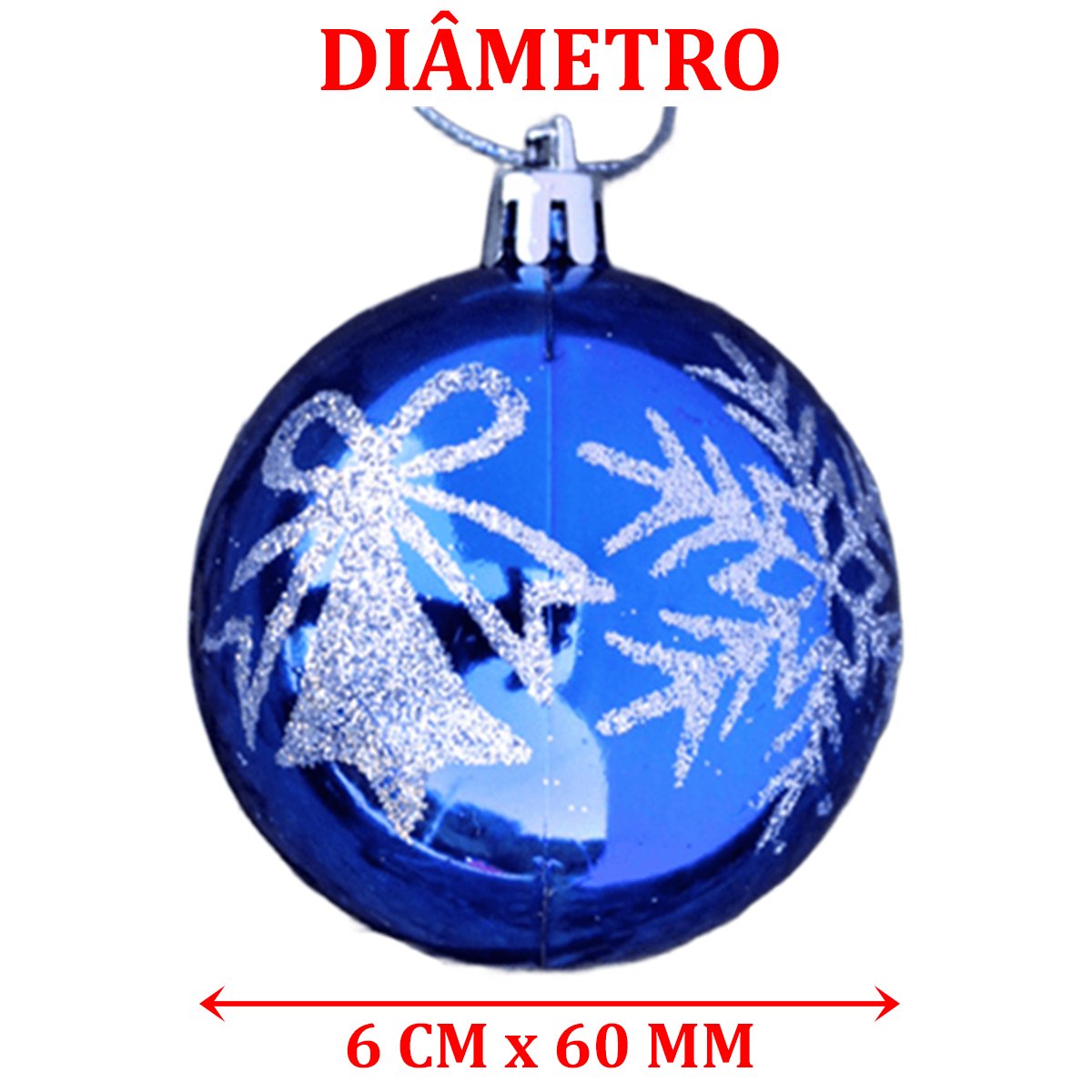 Kit 9 Bolas De Natal Árvore Natal Glitter Azul Enfeite 60mm