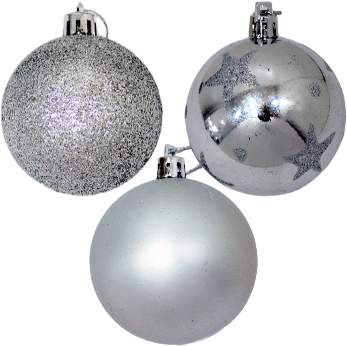 Kit 9 Bolas De Natal Árvore Natal Glitter Prata Enfeite 60mm