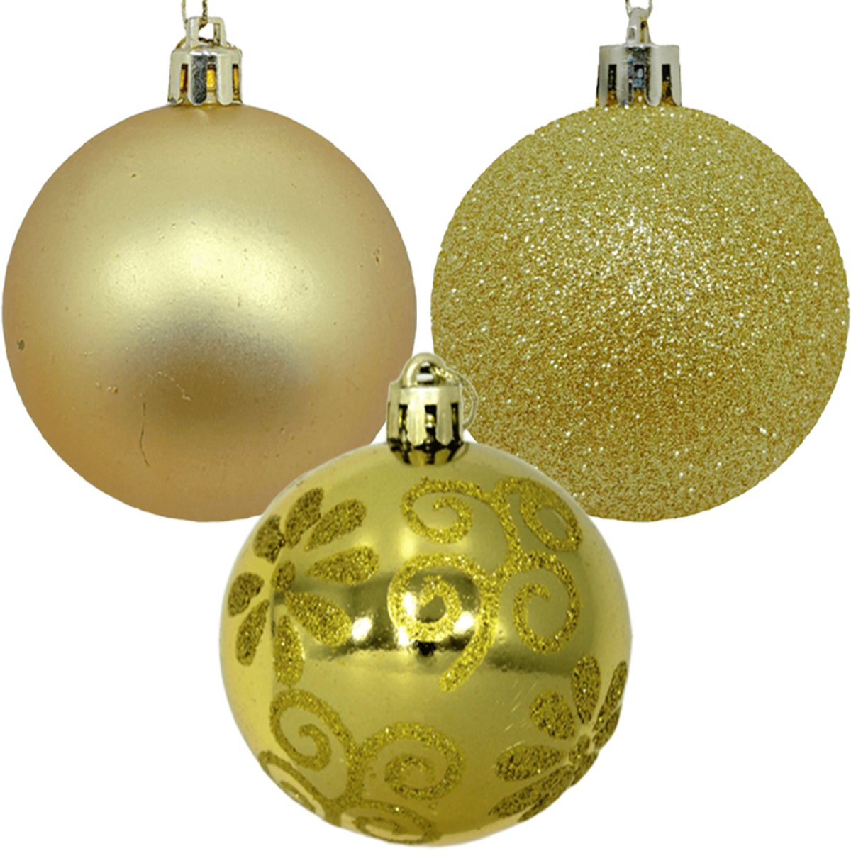Kit 9 Bolas Enfeite Natal Árvore De Natal Flores Dourada 6cm