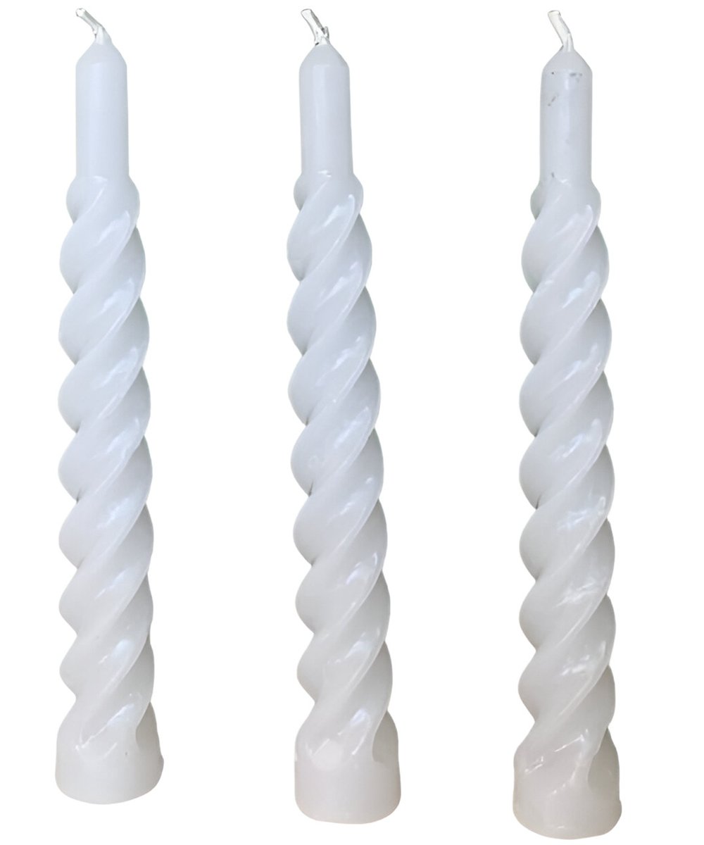 Kit 9 Vela Espiral Natalina Decoração Branco Torcida De 20cm