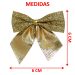 Kit 96 Enfeite Árvore Natal Laço Lacinho Gliter Dourado 6cm