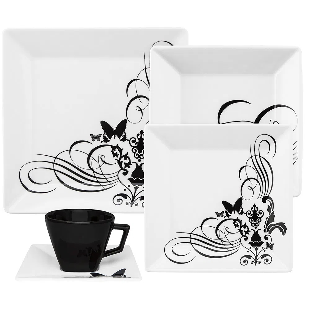Kit Aparelho Jogo Jantar P/6 Pessoas 30 Pçs Oxford Quartier Tattoo