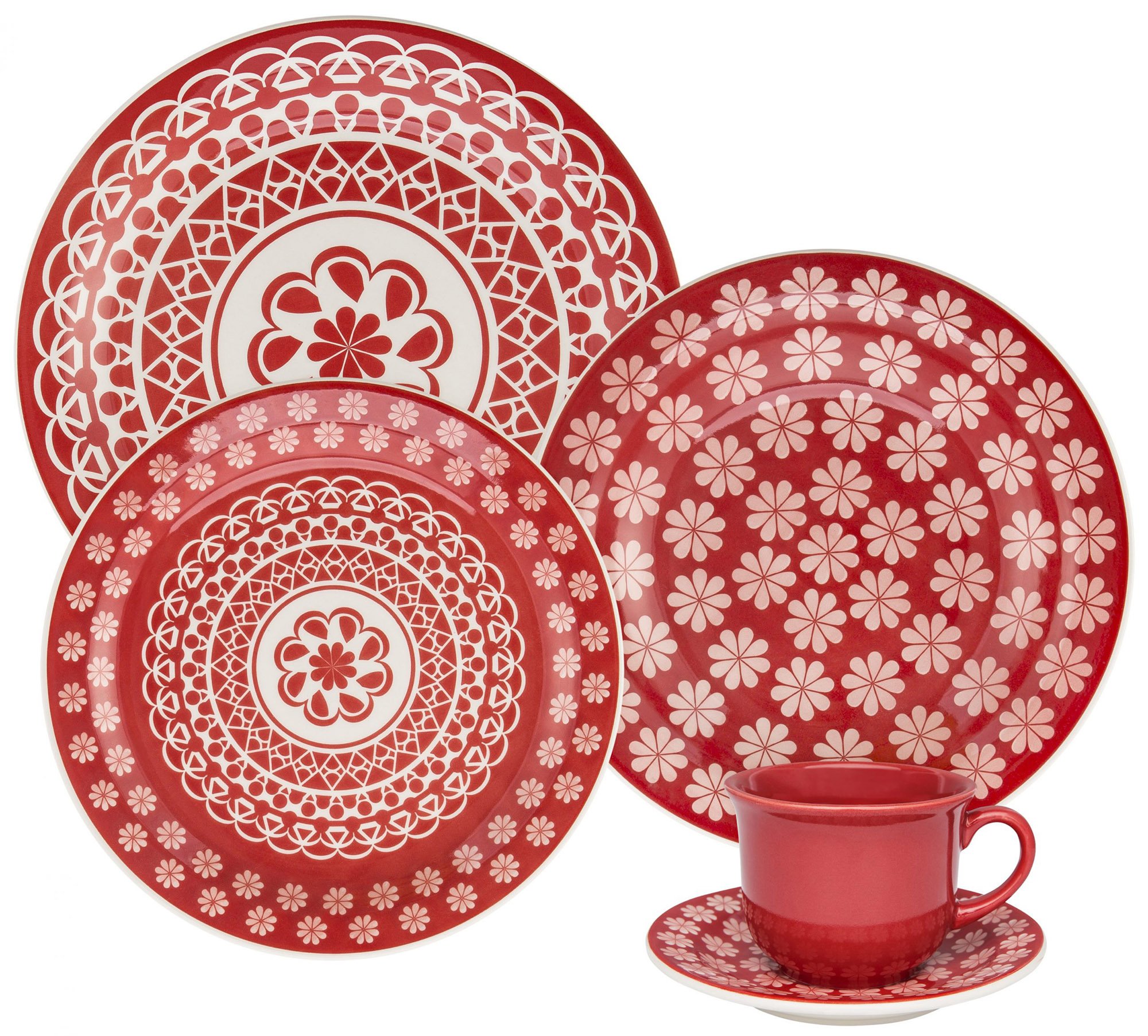 Kit Aparelho Jogo Jantar P/8 Pessoas 40Pçs Oxford Floreal Renda