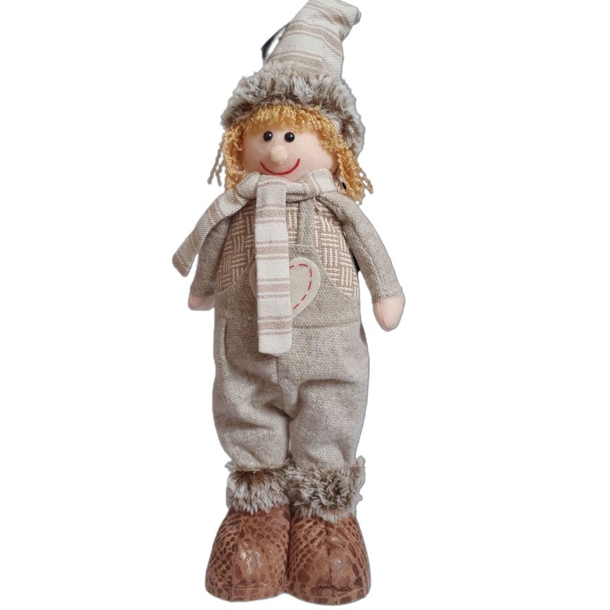Kit Boneco Pelúcia Menino e Menina Natalino Enfeite Natal 48cm