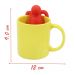 Kit Caneca Arredondada Colours Amarelo Cerâmica 330ml E Boneco Infusor de Chá Silicone