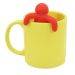 Kit Caneca Arredondada Colours Amarelo Cerâmica 330ml E Boneco Infusor de Chá Silicone