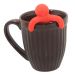 Kit Caneca Itália Colours Marrom Alto Relevo Cerâmica 350ml E Boneco Infusor de Chá Silicone