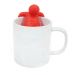 Kit Caneca Reta Colours Branca Cerâmica 330ml E Boneco Infusor de Chá Silicone