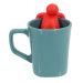 Kit Caneca Reta Colours Verde Cerâmica 330ml E Boneco Infusor de Chá Silicone