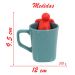 Kit Caneca Reta Colours Verde Cerâmica 330ml E Boneco Infusor de Chá Silicone