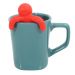 Kit Caneca Reta Colours Verde Cerâmica 330ml E Boneco Infusor de Chá Silicone