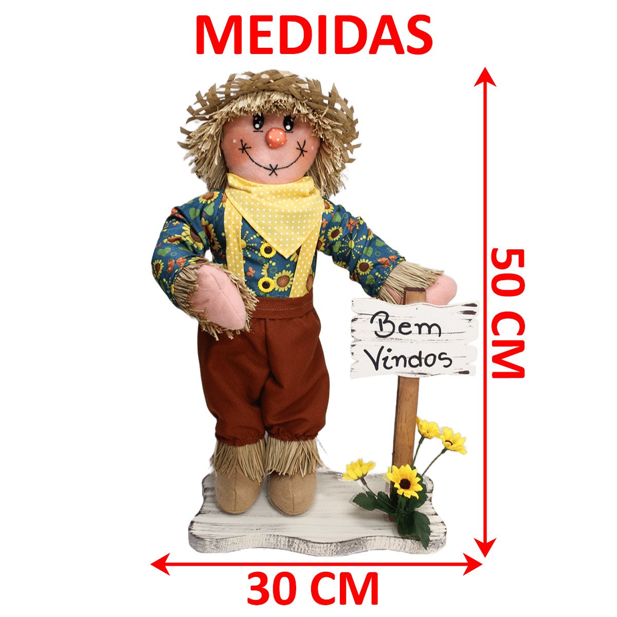 Kit Casal Espantalhos Festa Junina Xará Fazenda Sítio 50cm