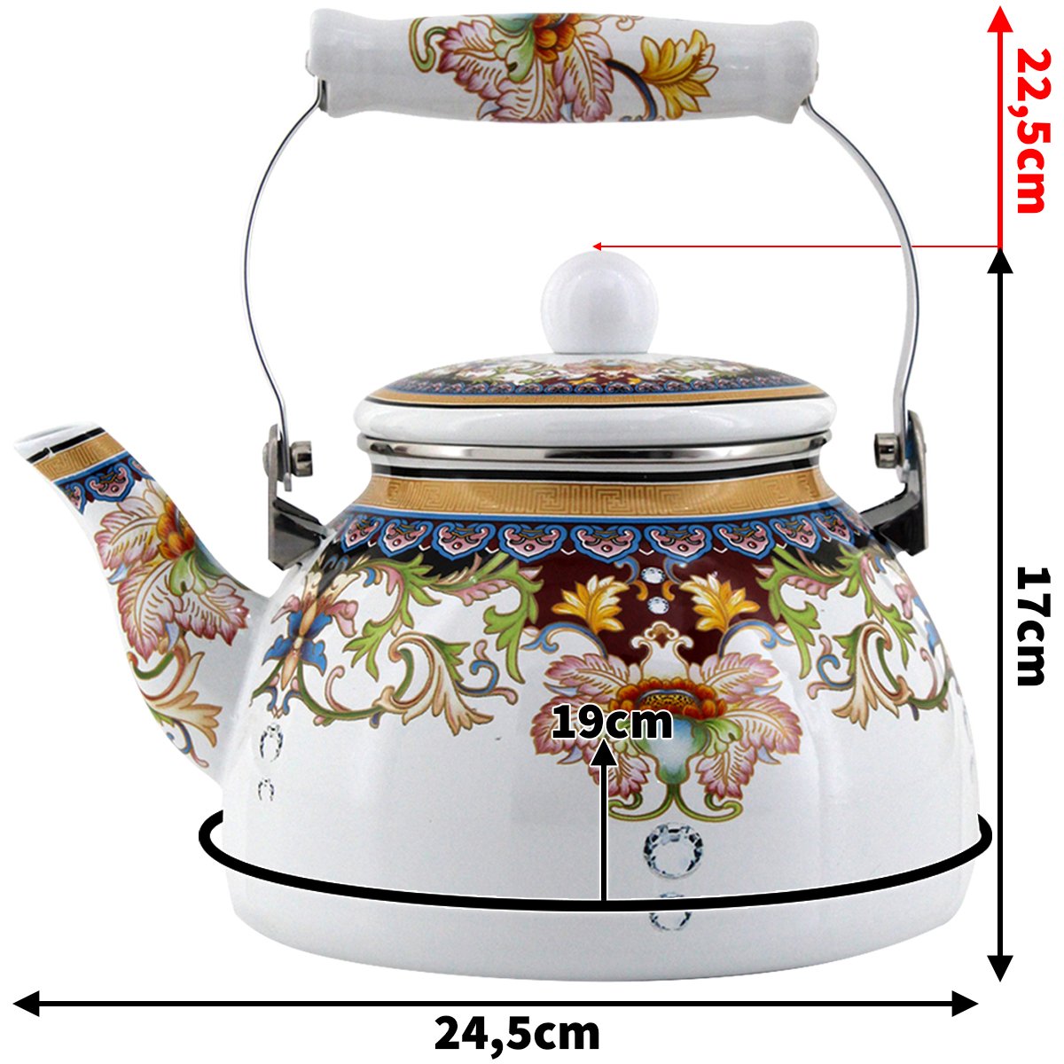 Kit Chaleira 2,5l Bule 1,2l Aço Esmaltada Indiana