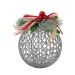 Kit Conjunto 12 Peças Decoração Enfeite Bola Árvore Natal Prata Glitter Natalina 12,5cm