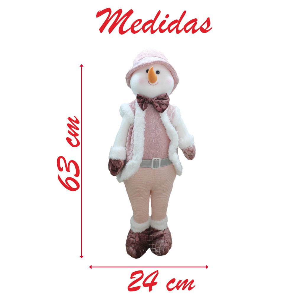 Kit Dupla Boneco Natal Boneco De Neve Rosa Natalino