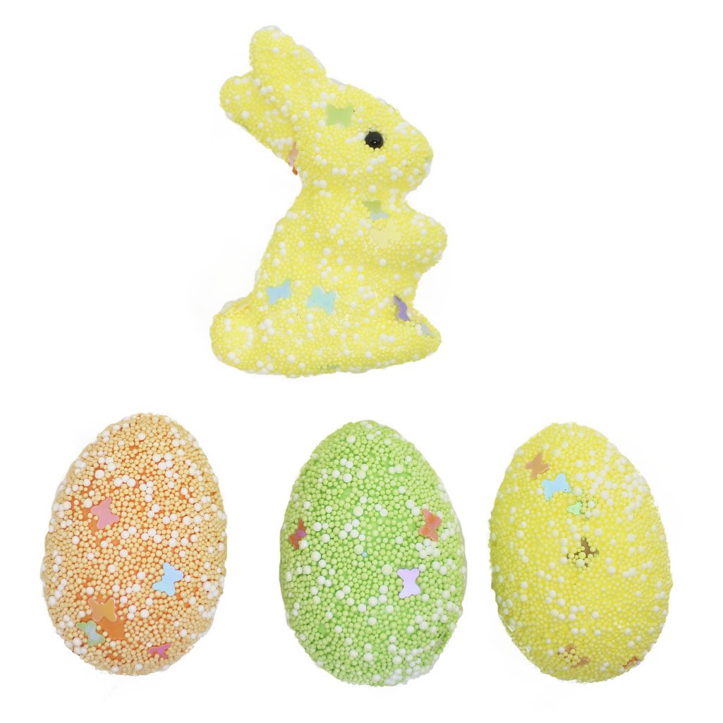 Kit Enfeites Decorativos Páscoa 3 Coelhinhos Com Ovos Decorados
