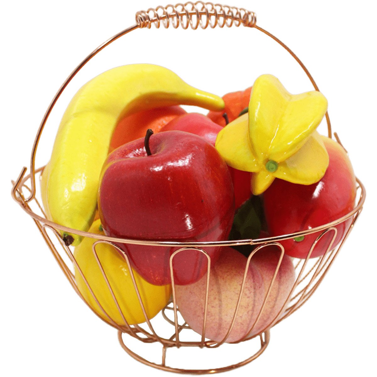 Kit Fruteira Redonda Com 12pçs Frutas Artificial Em Isopor