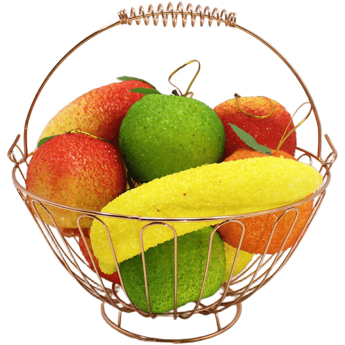 Kit Fruteira Redonda Com Frutas Artificial 12pçs Em Isopor