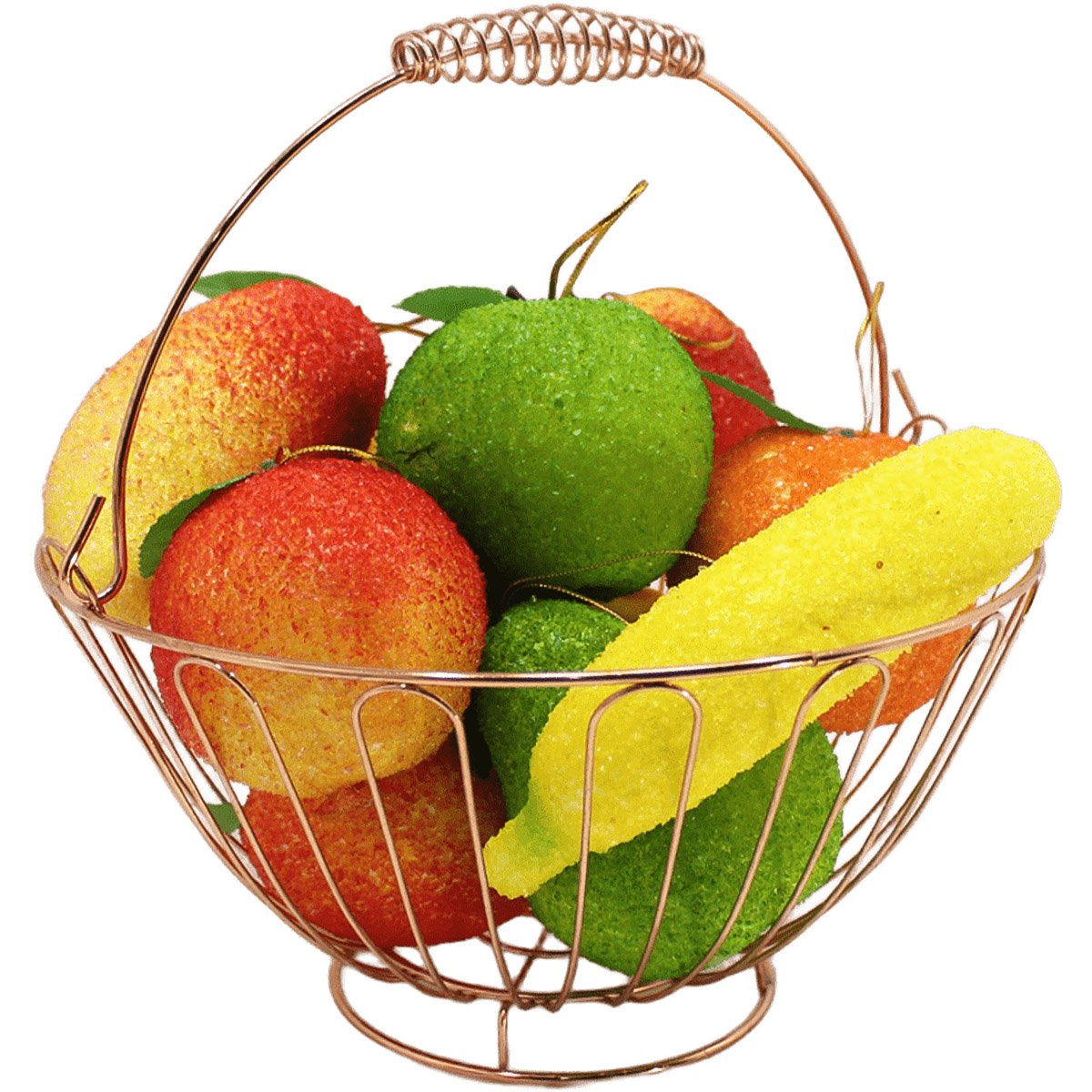 Kit Fruteira Redonda Com Frutas Artificial 12pçs Em Isopor