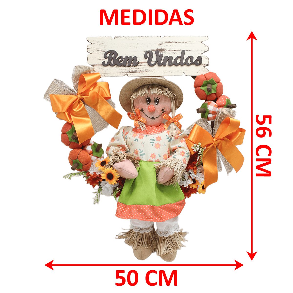 Kit Guirlanda  Espantalho Casal Festa Junina Xará Sítio 50cm