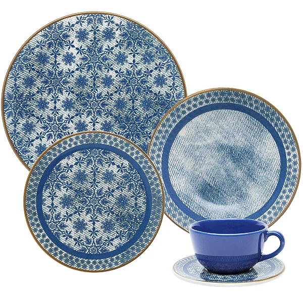 Kit Jogo Aparelho Jantar P/6 Pessoas 30Pçs Oxford Unni Jeans