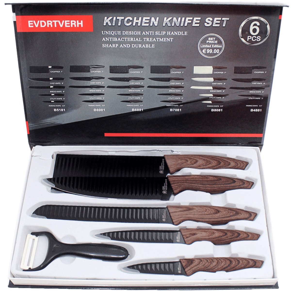 Kit Jogo De Faca Conjunto Faqueiro Cozinha Churrasco 6 Peças