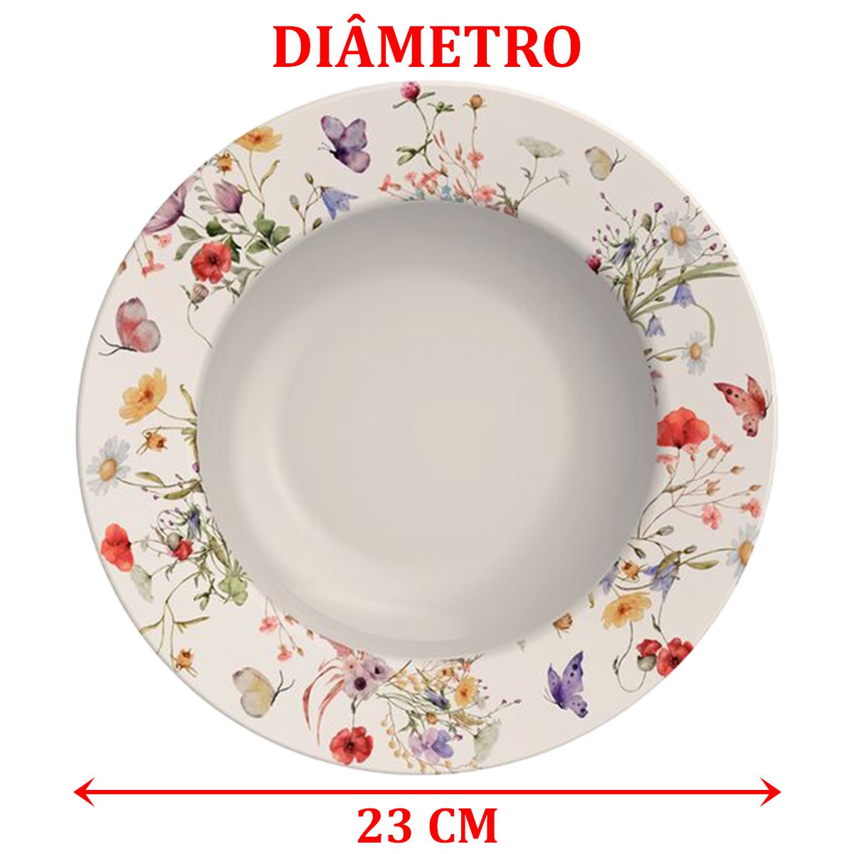 Kit Jogo De Prato Fundo Sopa 2 Pessoas 2Pçs Ana Clara 23cm