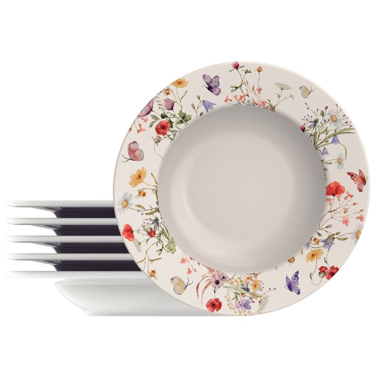 Kit Jogo De Prato Fundo Sopa 4 Pessoas 4Pçs Ana Clara 23cm