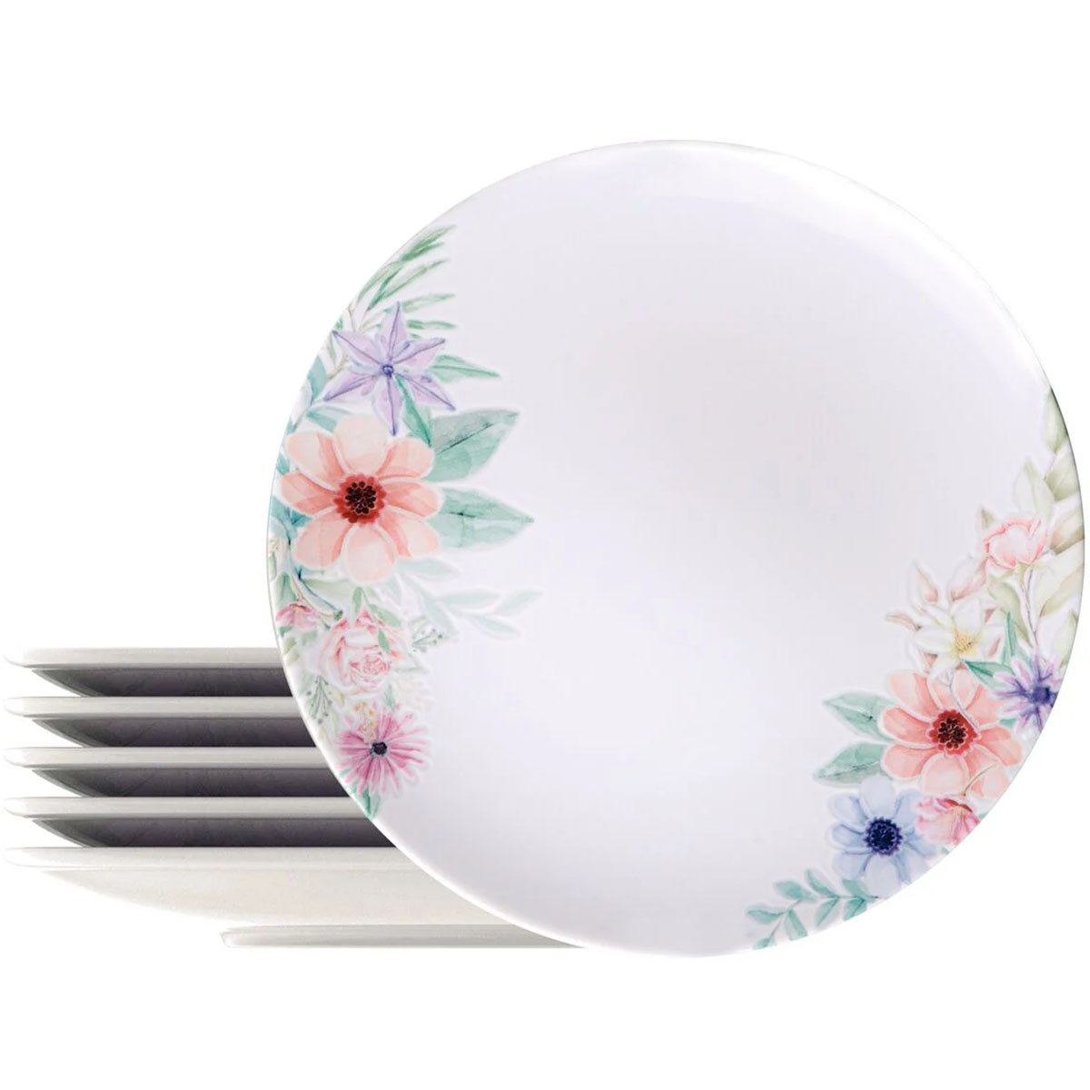 Kit Jogo De Prato Raso Jantar 4 Pessoas 4Pçs Floratta 28cm
