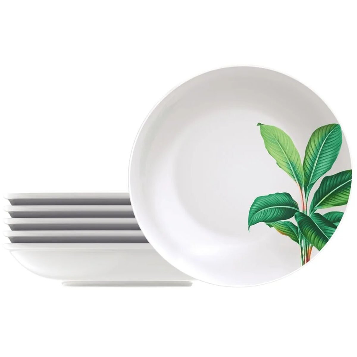 Kit Jogo De Pratos Fundo Sopa 12 Pessoas 12Pçs Graziela 21cm