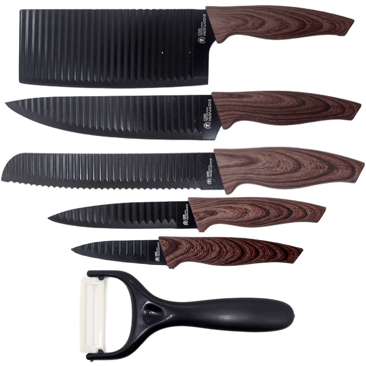 Kit Jogo Facas Conjunto Faqueiro 6 Peças Com Barra Magnética