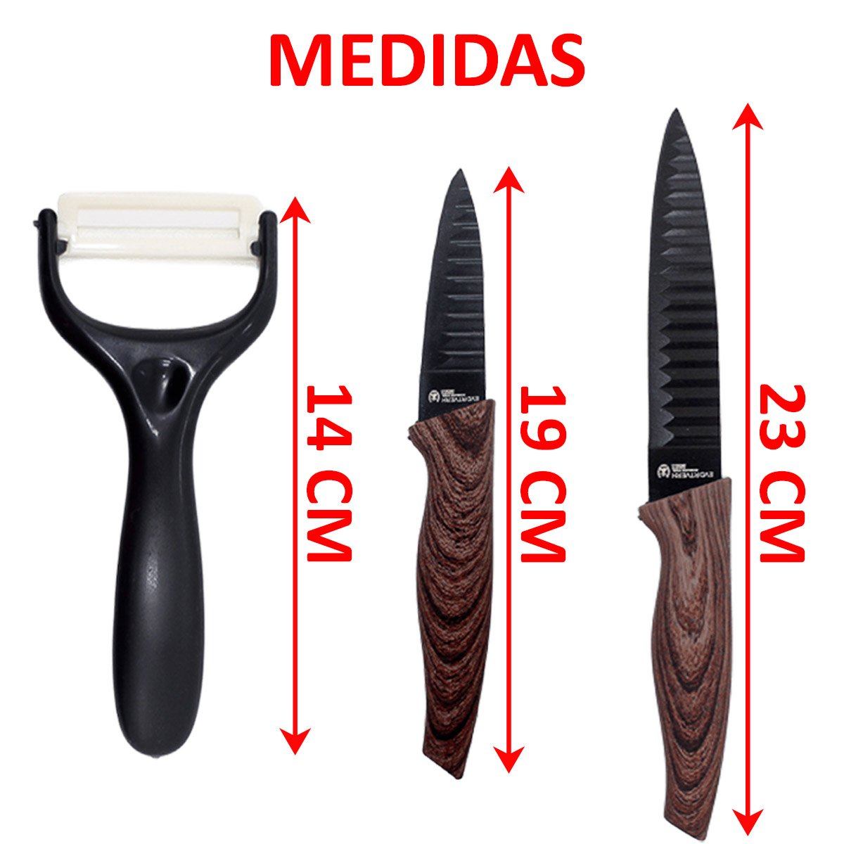 Kit Jogo Facas Conjunto Faqueiro 6 Peças Com Barra Magnética