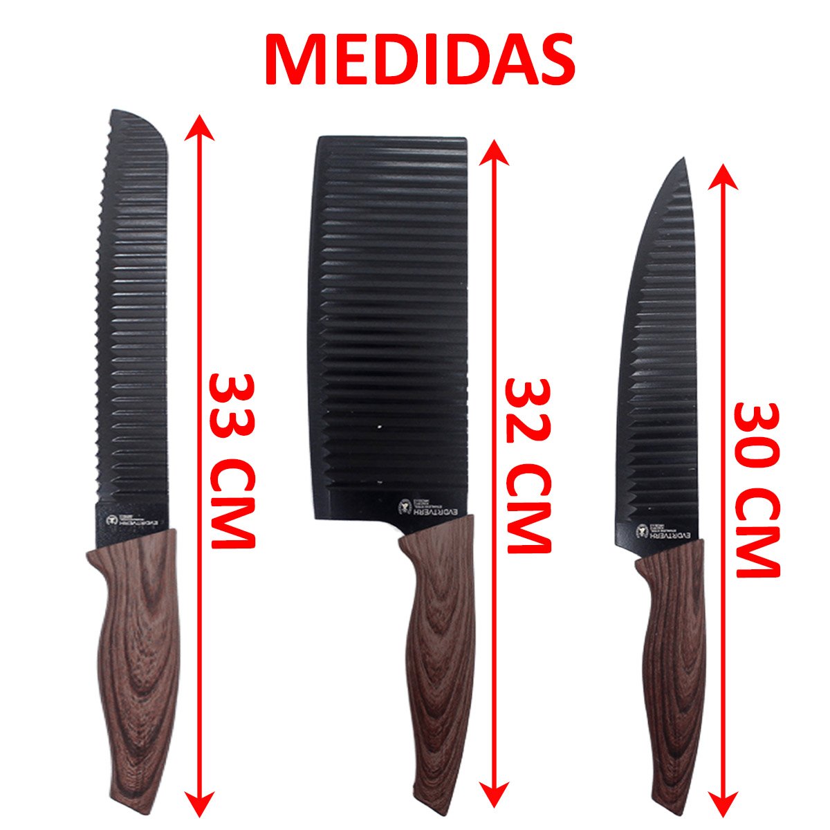 Kit Jogo Facas Conjunto Faqueiro 6 Peças Com Barra Magnética