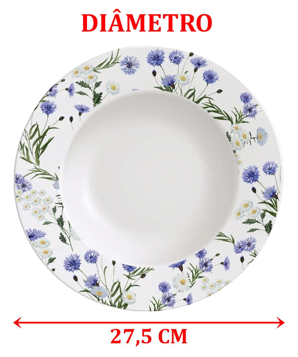 Kit Jogo Prato Raso Jantar 4 Pessoas 4Pçs Ana Alice 27,5cm